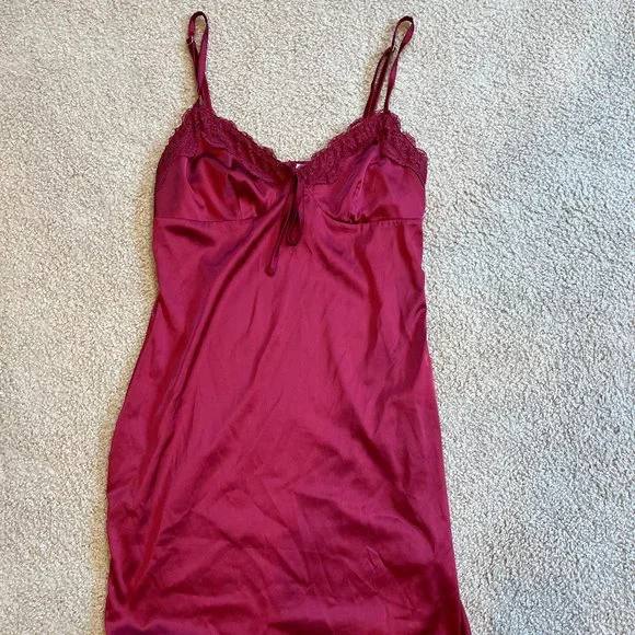 Adika | Dresses | Burgundy Satin Slip Dress | Poshmark
